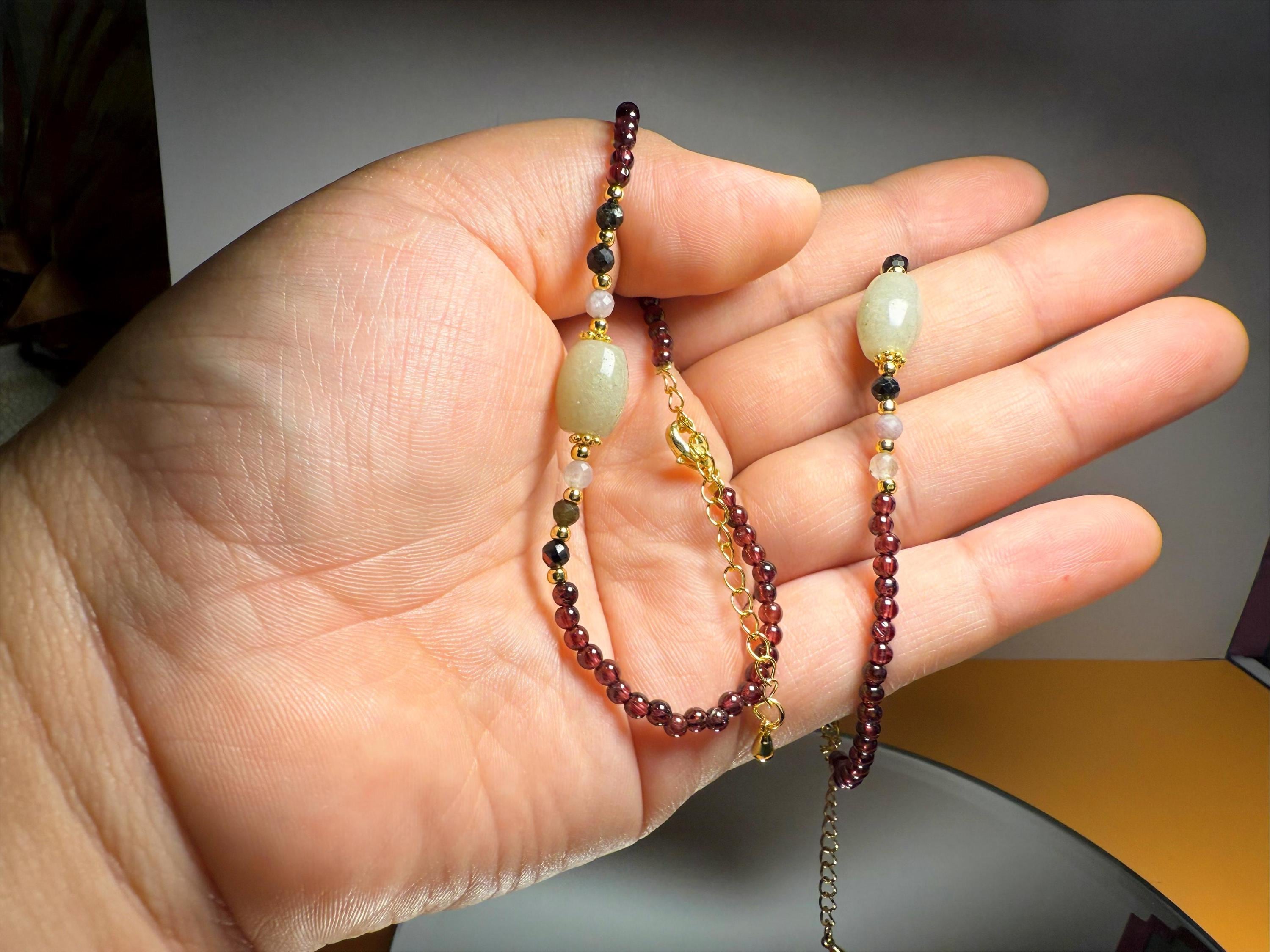 Natural Stone Stretch Faceted Tourmaline Spacer Beads Charm Bracelets 5A Natural Garnet Lucky Beads Bracelet 3mm