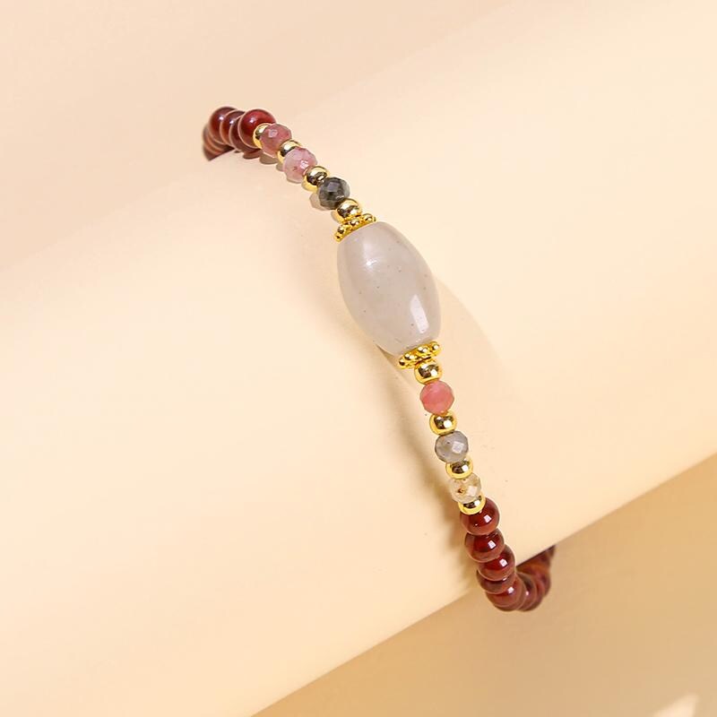 Natural Stone Stretch Faceted Tourmaline Spacer Beads Charm Bracelets 5A Natural Garnet Lucky Beads Bracelet 3mm