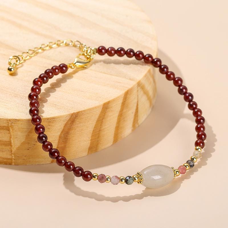 Natural Stone Stretch Faceted Tourmaline Spacer Beads Charm Bracelets 5A Natural Garnet Lucky Beads Bracelet 3mm