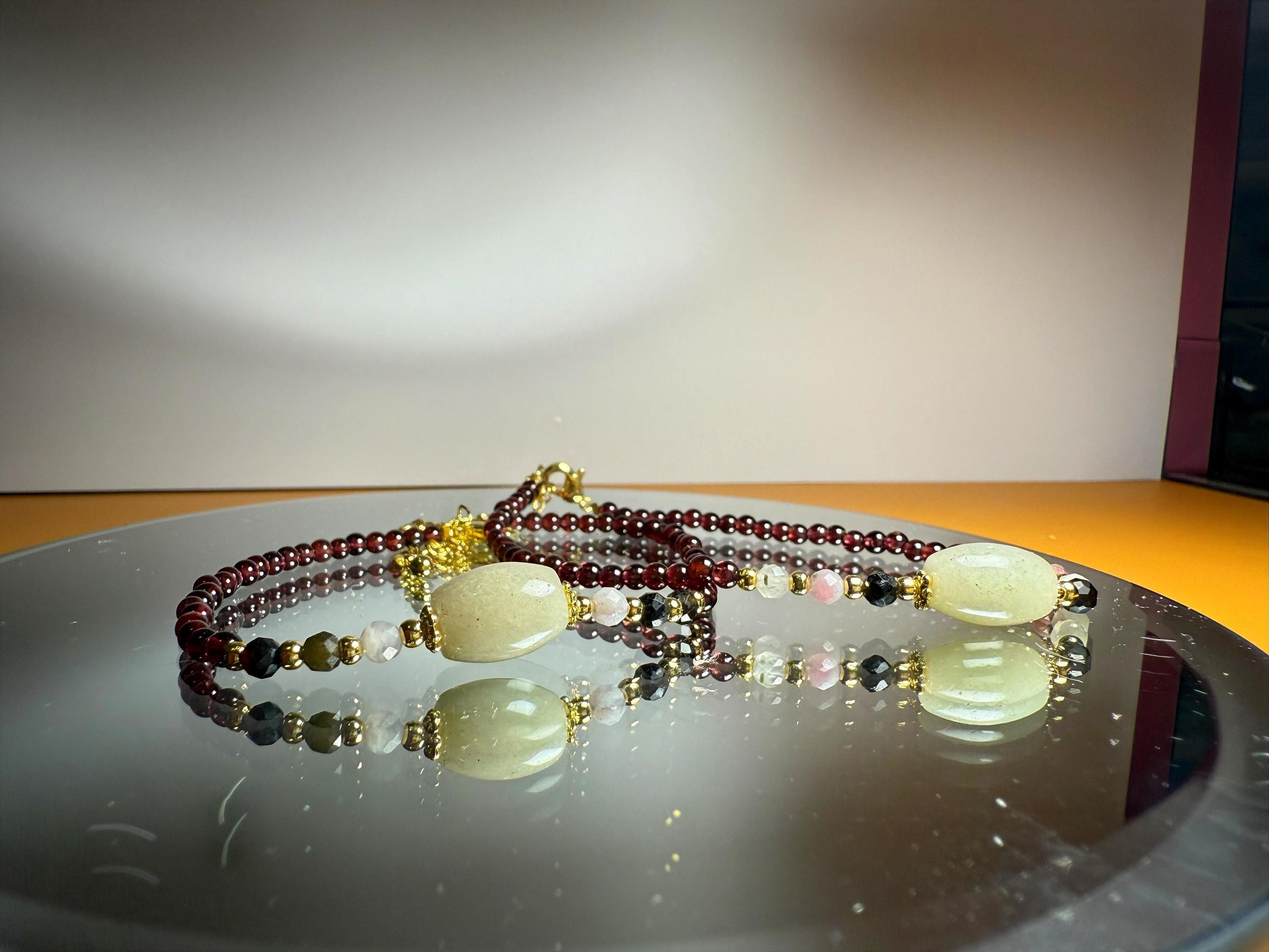 Natural Stone Stretch Faceted Tourmaline Spacer Beads Charm Bracelets 5A Natural Garnet Lucky Beads Bracelet 3mm